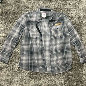 Simply Southern Plaid Button Up Shacket for Men in Grey Plaid size large